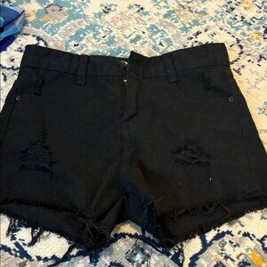 No Boundaries Black Distressed Kids Shorts